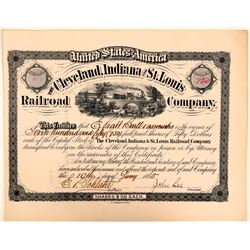 Cleveland, Indiana & St. Louis Railroad Company Stock Certificate, 1885  (111088)