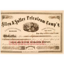 Allen & Sutter Petroleum Comp's stock - very early California Oil Stock  (119398)