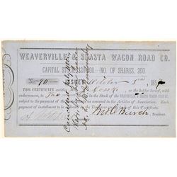 Weaverville & Shasta Wagon Road Co. Stock Certificate  (103447)