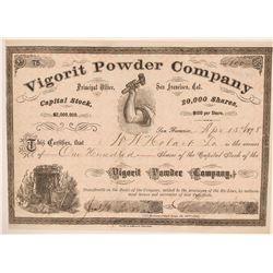 Vigorit Powder Stock Certificate, California Dynamite, 1878  (111978)