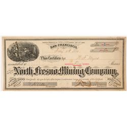 North Fresno Mining Company Stock Certificate -- Number 1  (107017)