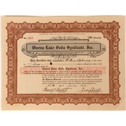 Owens Lake Soda Syndicate Stock Certificate, Inyo County, Cal. 1926  (111762)