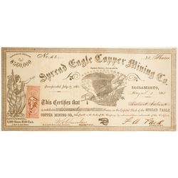 Spread Eagle Copper Mining Co. Stock Certificate, Saginaw District, 1863  (62923)