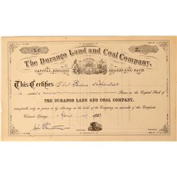 Durango Land & Coal Co Stock, Colorado, 1913  (111766)