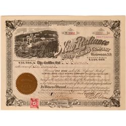 New Reliance Gold Mining Stock, Deadwood, S.D. Stock With Stunning Vignette  (111763)