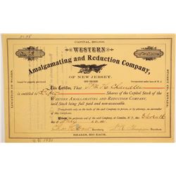 Western Amalgamating and Reduction Co of New Jersey Stock  (90609)