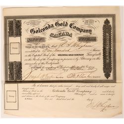 Golconda Gold Company Canada Stock Certificate, 1865  (119591)