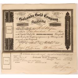 Golconda Gold Company Canada Stock Certificate, 1865  (119595)