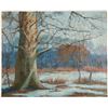 Image 1 : Early Winter Scene in the Meadow - Oil on Canvas by J. La Verne Lane  (80810)