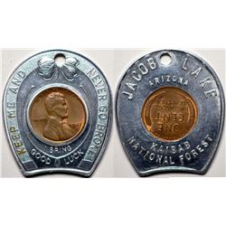 Jacob Lake, Kaibab National Forest, Rare Saloon Horseshoe Penny (119909)