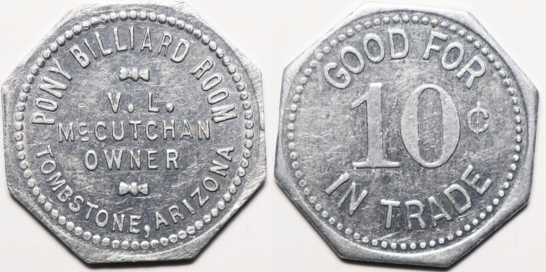 Tombstone, AZ: Pony Billiard Room Token (119533) - Holabird Western ...
