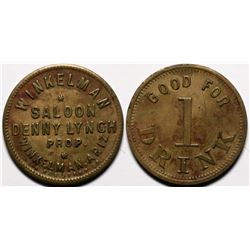 Winkelman, AZ: Winkelman Saloon, Denny Lynch Prop., Token  (117968)