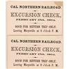 Image 1 : California Northern Railroad Excursion Checks  (119725)