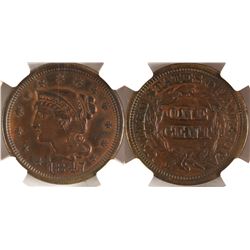 1847 Cent, AU details, NGC  (78453)