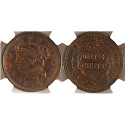 1847 Cent, AU details, NGC  (78453)