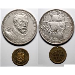 H. Hudson So-Called Dollar & N.Y. Hudson Fulton Medalette (2 pieces)  (120570)