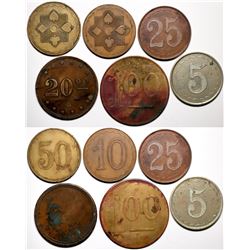 American 'Poker Chip Style' Counters - Seven Different Denominations  (118210)