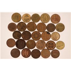 American 'Poker Chip Style' Counters - Twenty-seven Different $10.00 Tokens  (118213)