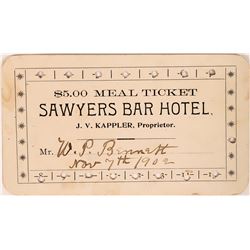 Sawyers Bar Hotel Meal Ticket  (119106)