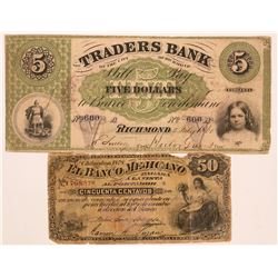 Virginia Traders Bank Of The City Of Richmond $5 Rare Old Banknote  (117350)