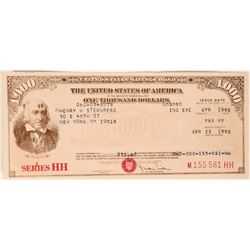 $1000 Savings Bond - Rare High Denomination!  (119406)