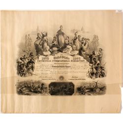 1876 Centennial Expo Stock Certificate  (75240)