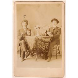 Old West Cabinet Photo of Two Gamblers Playing Cards  (111964)