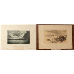 Two Alaska Prints: Davidson Glacier & General View of Sitka  (571546)