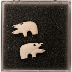 Alaska Walrus Tusk Cuff Links of Polar Bears (slightly erotic!)  (118203)