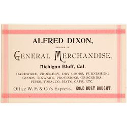 Business Card for Alfred Dixon, Gold Dust Buyer, Michigan Bluff  (56056)