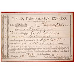 Wells Fargo Placerville Shipping Receipt, 1864  (84847)