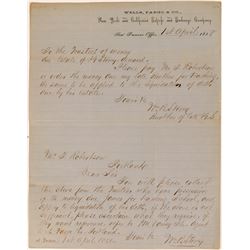 1858 Wells Fargo Letterhead about Estate Liquidation  (57377)