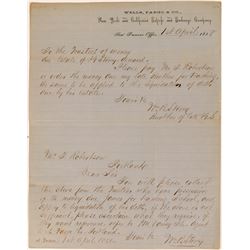 1858 Wells Fargo Letterhead about Estate Liquidation  (57377)