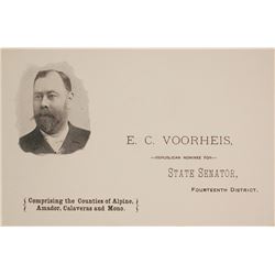 E.C. Voorhies, California State Senator & Mining Man, Pictorial Business Card, c.1890s  (59998)