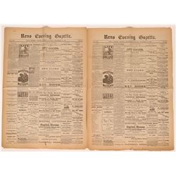 Two 1881 Issues of the Reno Evening Gazette Newspaper  (113257)