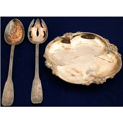 Silver Spoon & Fork & Silver Party Plate  (57573)