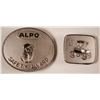 Image 1 : Two Nickel Belt Buckles - Alpo & Oldsmobile  (80207)