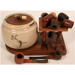 Vintage Pipes and Humidor on Wooden Tray  (117993)