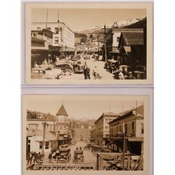 Ketchikan Alaska Real Photo Post Cards, set of two; Dock street and City Banner  (119568)