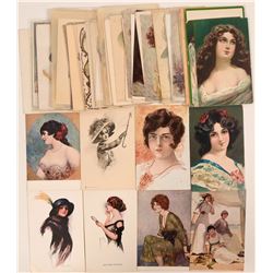 Large Lot of Fancy Women Postcards (52)  (111709)