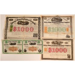 Revenue-Imprinted (RN) Railroad Stock Certificates & Bonds (5)  (106670)