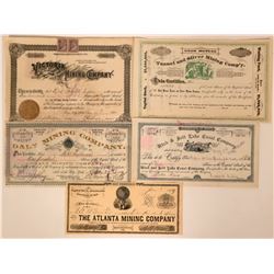 Five Utah Mining Stock Certificates  (118032)