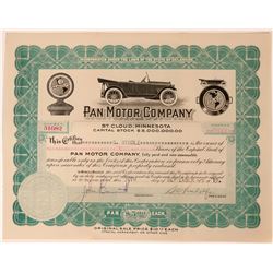 Pan Motor Company Stock Certificate  (113240)