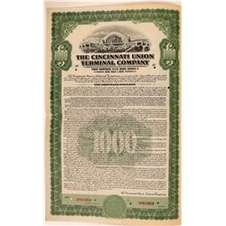 Cincinnati Union Terminal Co Bond Specimen, Green, Series D, $1,000- Rare  (111184)