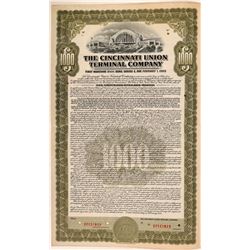 Cincinnati Union Terminal Co Bond Specimen, Olive, Series E, $1,000- Rare  (111185)