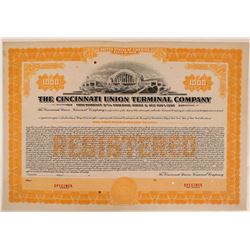 Cincinnati Union Terminal Co Bond Specimen, Orange, Series C, $1,000- Rare  (111178)
