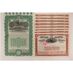 Eight Choctaw & Memphis Stock Certs  (117229)