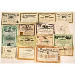 Fifteen Different Railroad Stock Certificates & Bonds  (117365)