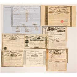 Ten 1850's Railroad Stock Certificates Bonds from Different Companies  (117364)