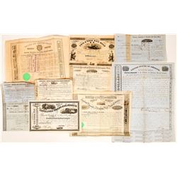 Ten Different 1850's Railroadiana Stocks and Bonds  (117366)